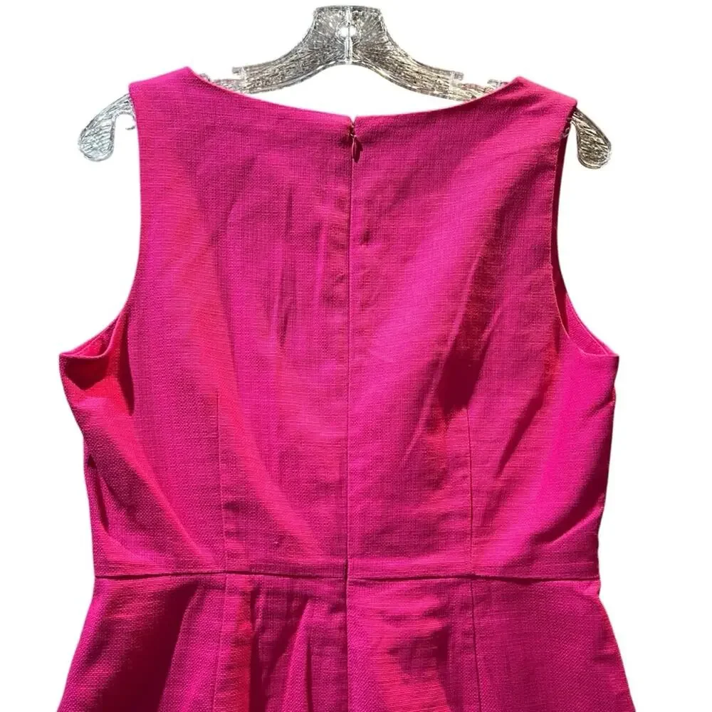 J. Crew Women’s Sz 8 Pink Scalloped Square Neck Dress Basketweave Sleeveless